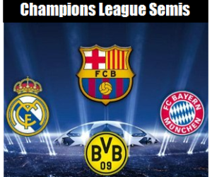 Bayern-Barcelona and Dortmund-Real Madrid complete the 2012/13 UEFA Champions League semi-final line-up.